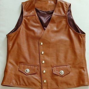 Genuine Leather Crown King Customs Arizona USA Motorcycle Biker Vest Men’s MED